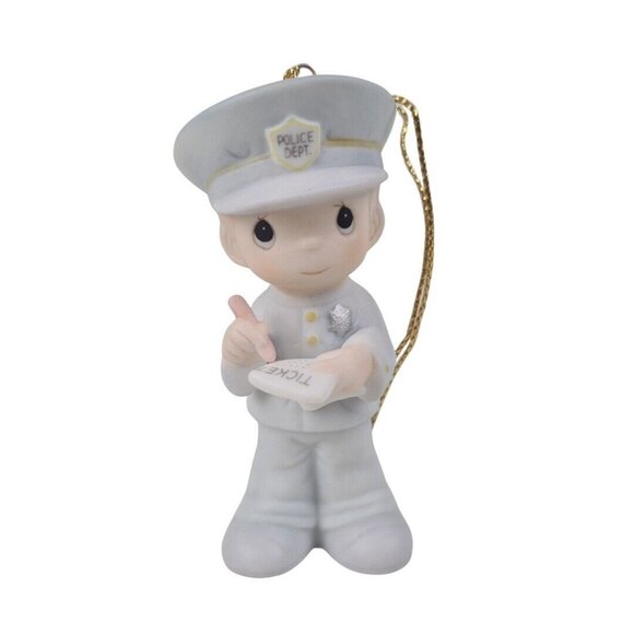 Precious Moments 102377 Trust and Obey Policeman Porcelain Christmas Ornament - Picture 1 of 7